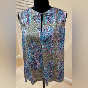 Juicy Couture Pink and Blue Patterned Sleeveless Top